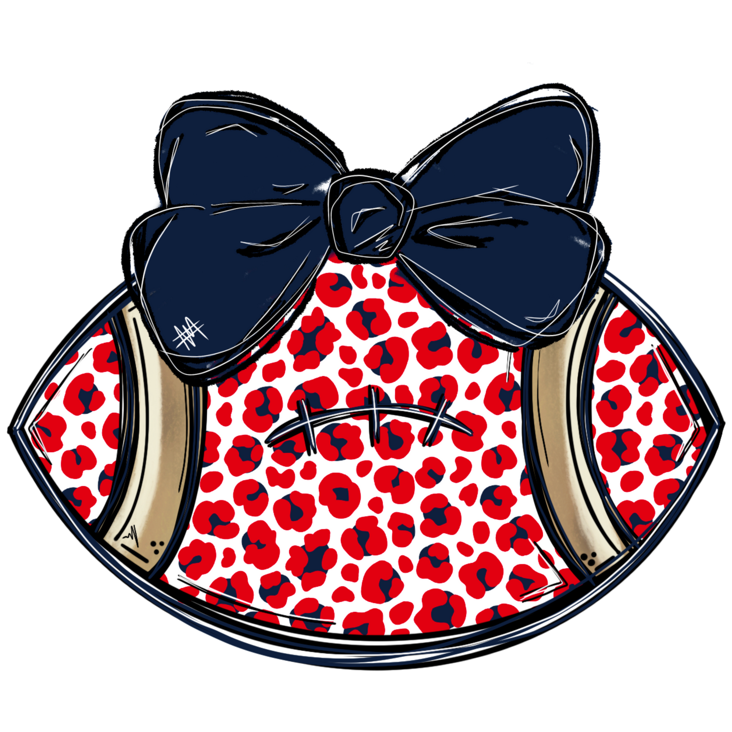 Red Cheetah Navy bow football