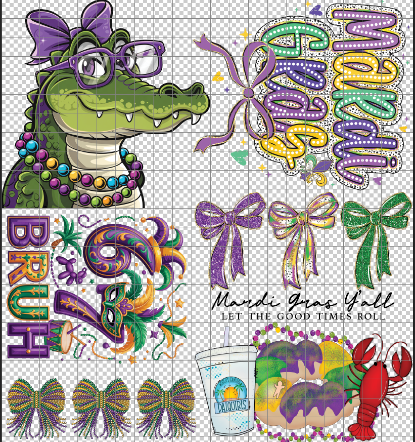 Mardi Gras 24" Gang Sheet