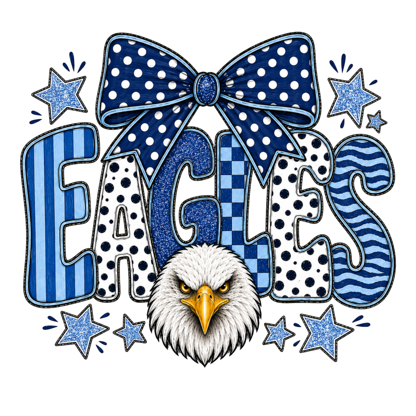Eagles With Bow Navy and Light blue