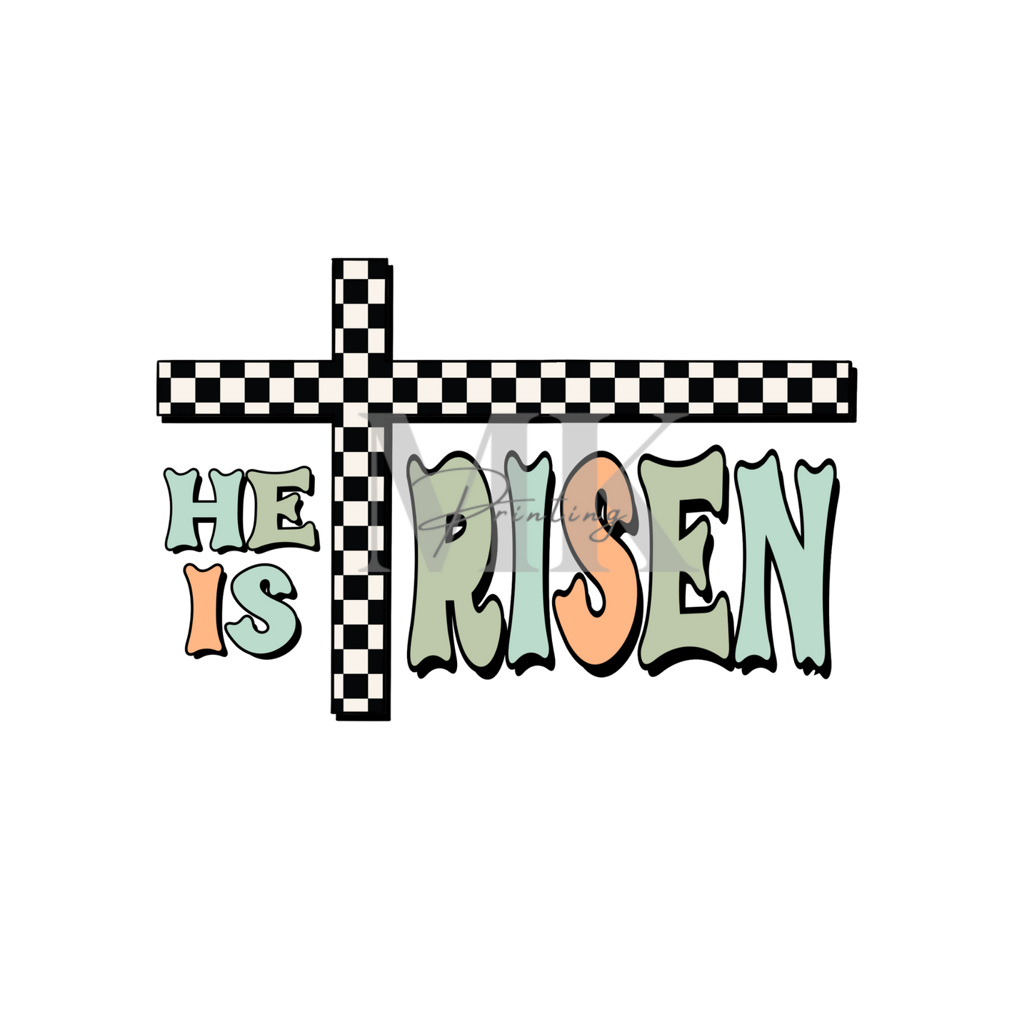 He is Risen Boy checkered cross