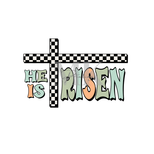 He is Risen Boy checkered cross