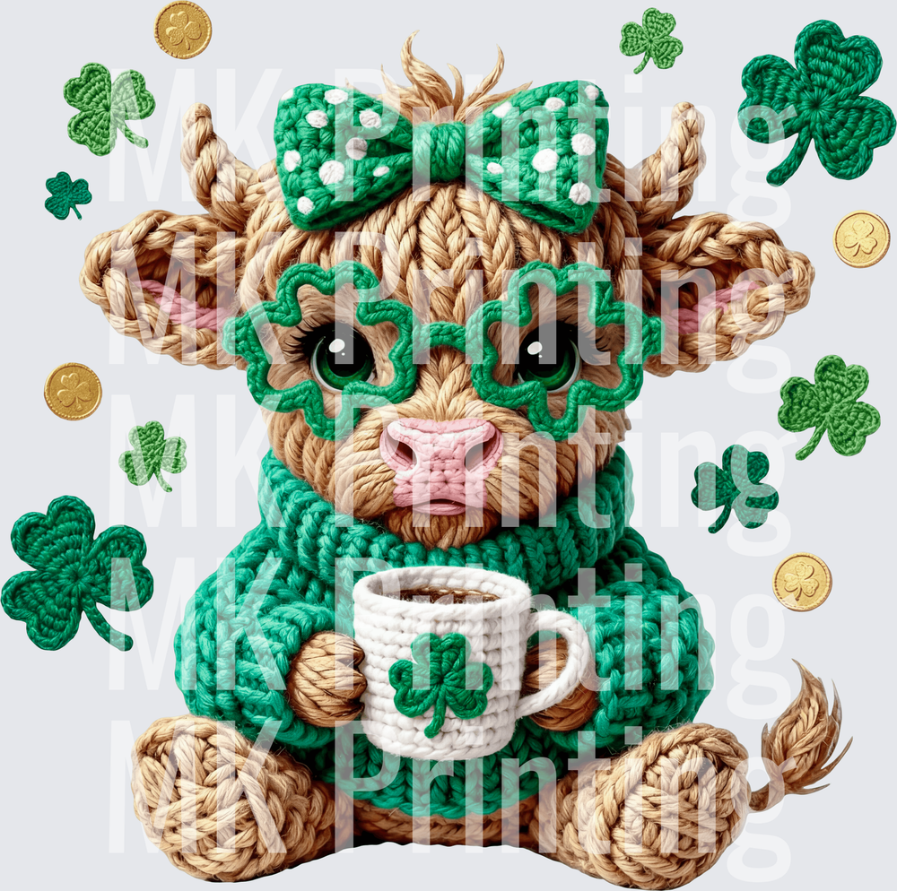 St. Patrick's Day Highland Cow - Raw Image